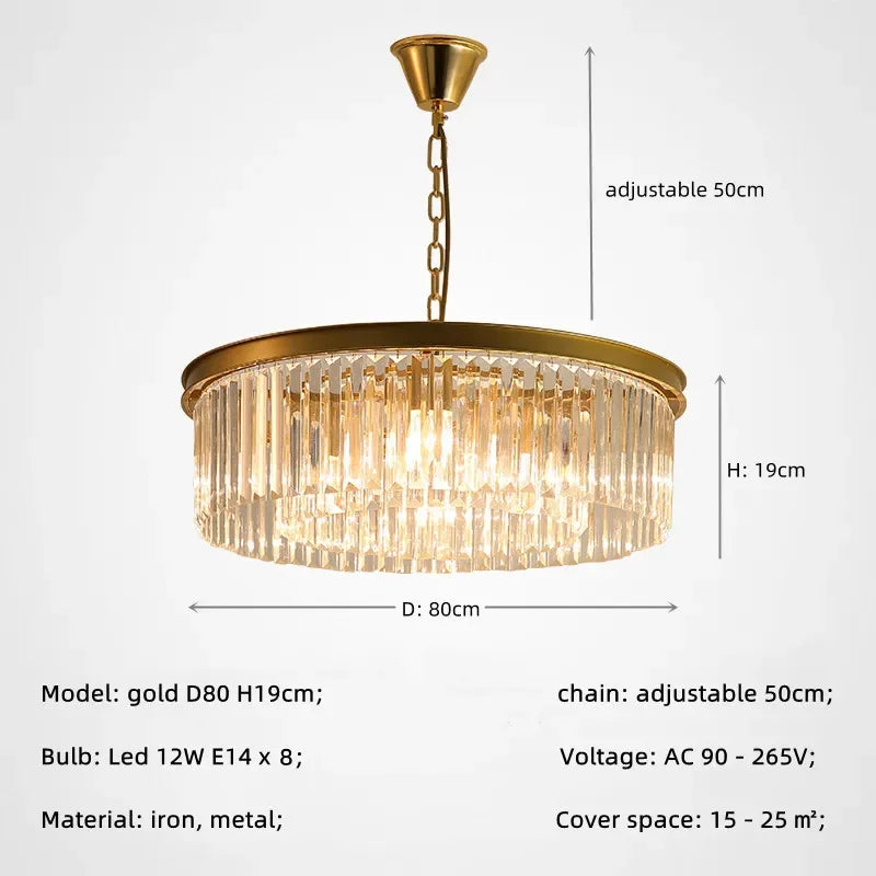 DecorBites™ مصابيح متدلية كريستالية ذهبية وسوداء معدنية، ثريات LED معلقة