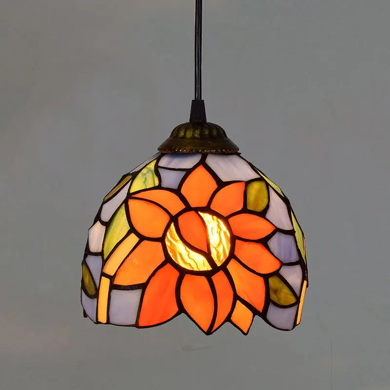 Mediterranean Mosaic Stained Glass Pendant Light