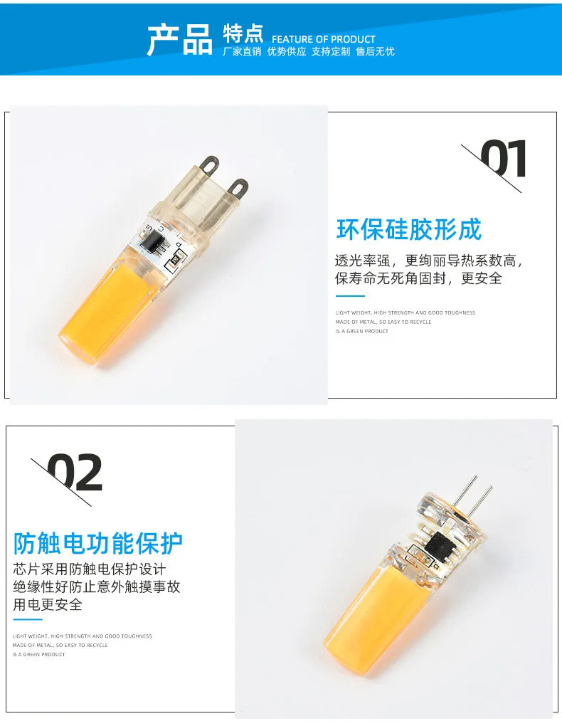 DecorBites™ G9 LED Glass Bulb 6W-15W 220V COB Light for Constant Power Lighting