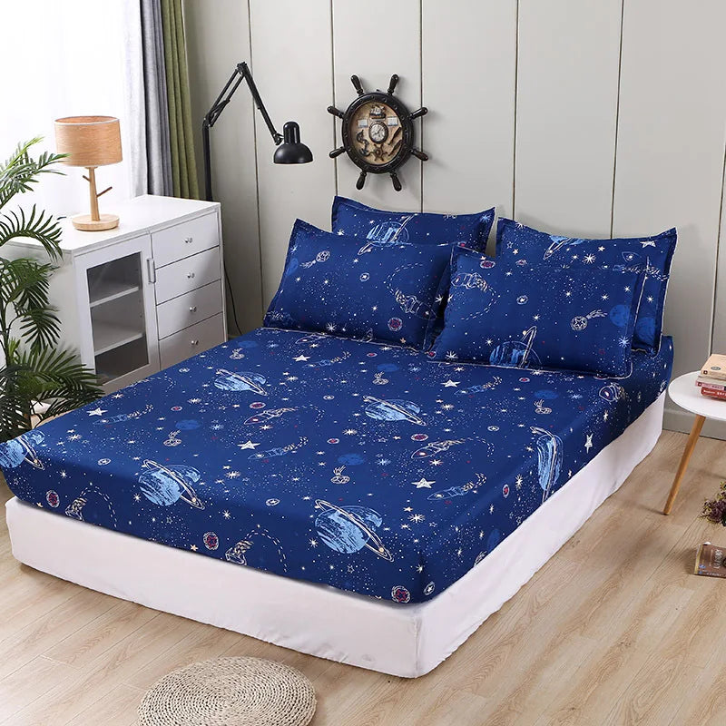 طقم ملاءة جاهزة DecorBites™ Golden Feather: 120/150/180 سم + 2 غطاء وسادة