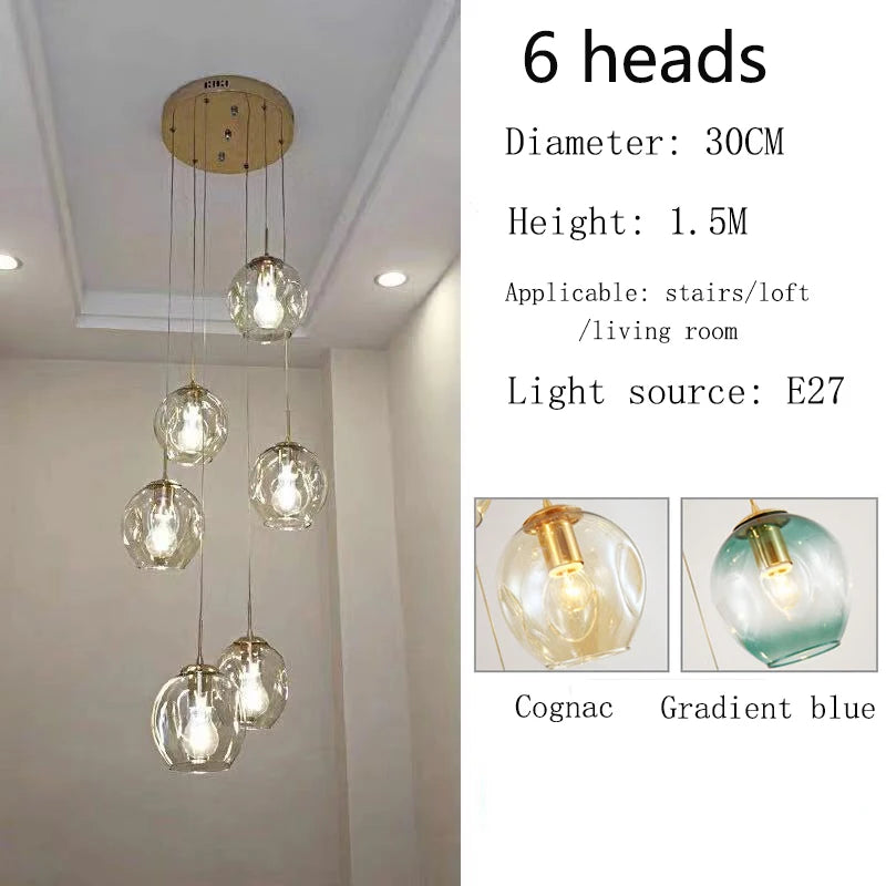 Modern Spiral Staircase Crystal Globe Pendant Chandelier