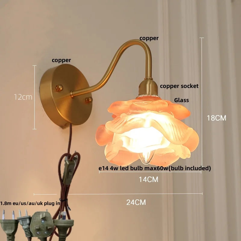 DecorBites™ Brass LED Wall Lights Pull Chain Switch Clear Glass Modern Vanity Mirror Light