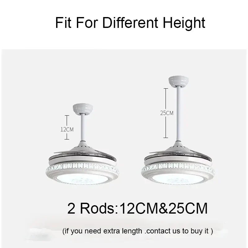 DecorBites™ Crystal Chandeliers Ceiling Fans with Invisible Ceiling Fan Light, Remote Control, 6 Speeds