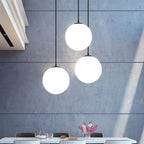 Nordic White Glass Globe Pendant Light With Iron Finish