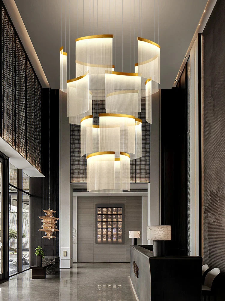 ثريا أكريليك بإضاءة LED من DecorBites™: إضاءة معلقة عصرية فاخرة قابلة للتعتيم لغرفة المعيشة - تركيبات إضاءة أنيقة
