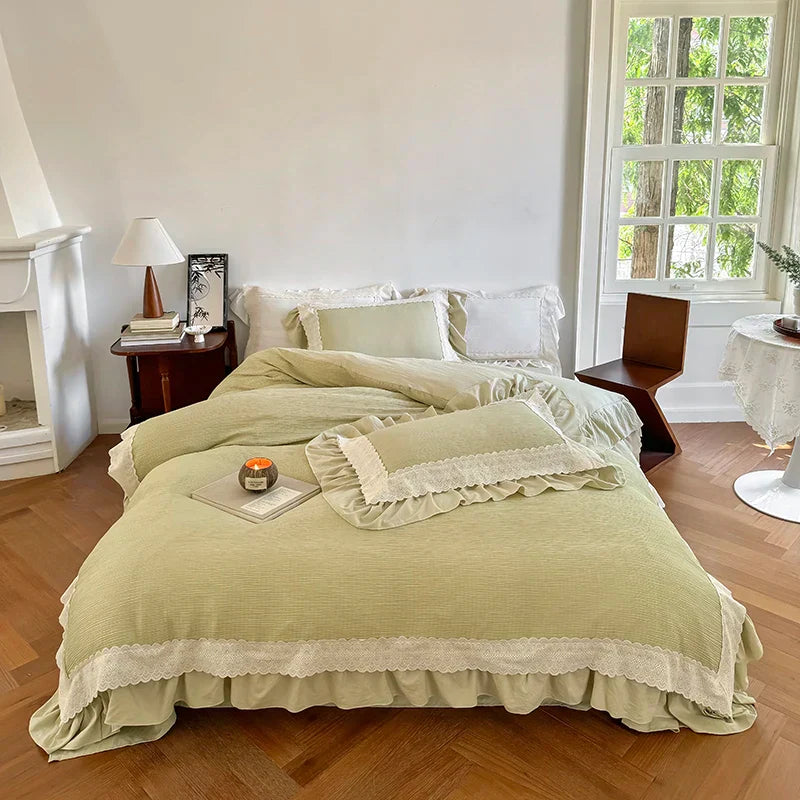 DecorBites™ French Lace Ruffles Bedding Set - Soft and Skin-friendly Duvet Cover Set