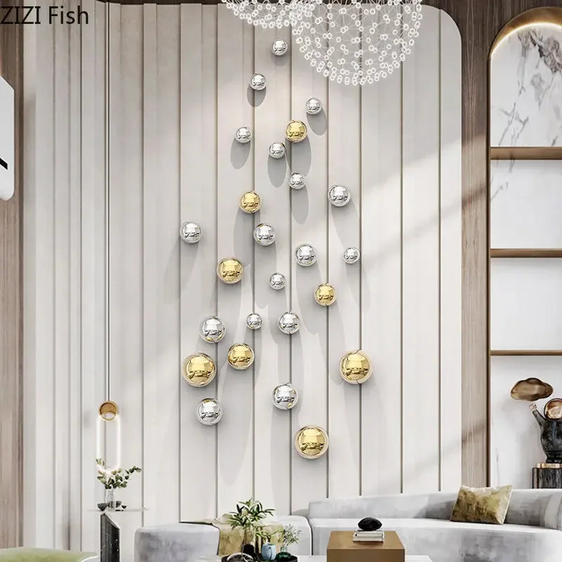 ديكورات جدارية كروية ذهبية DecorBites™ لجماليات الغرفة وعرض خلفية المعيشة