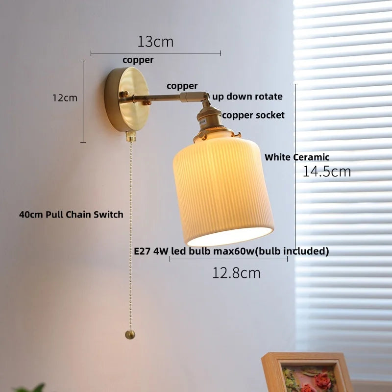 DecorBites™ Ceramic Canopy LED Wall Sconce Modern Bedroom Light Fixture
