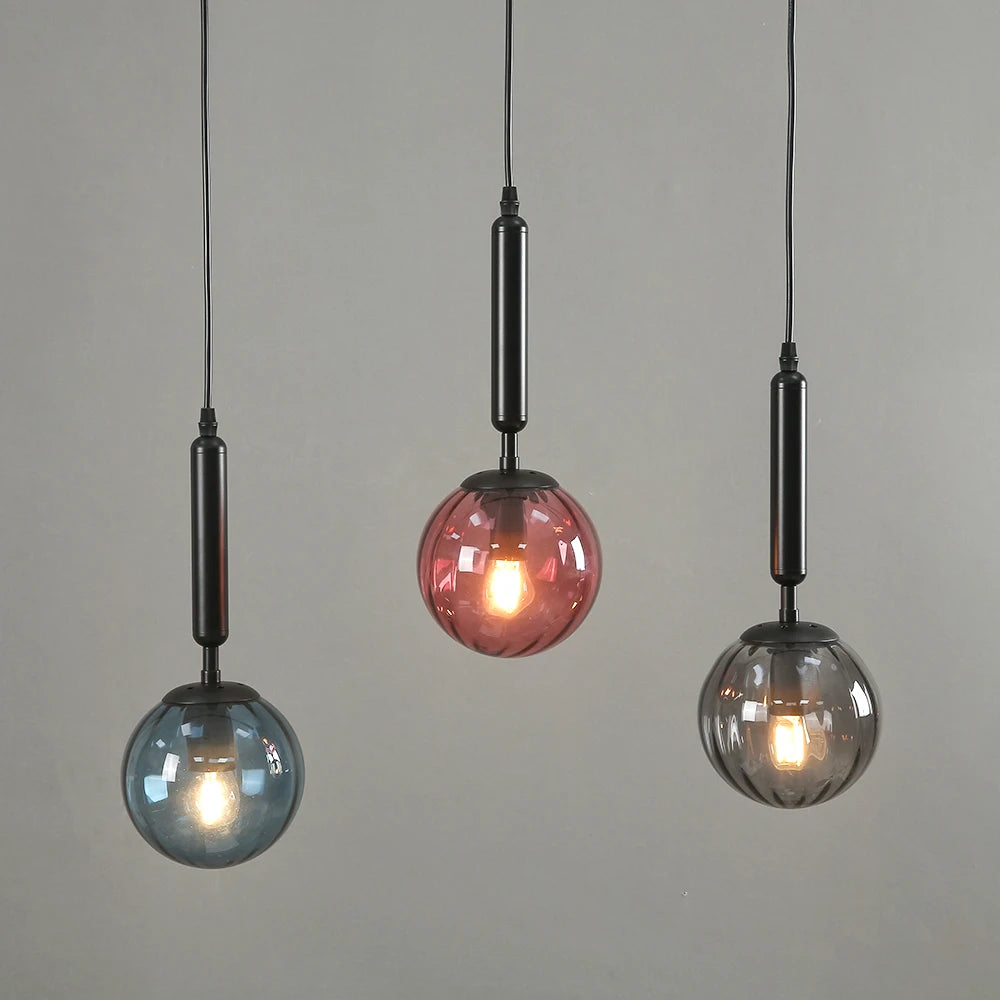 Nordic Glass Pendant Light With Painted Iron Finish