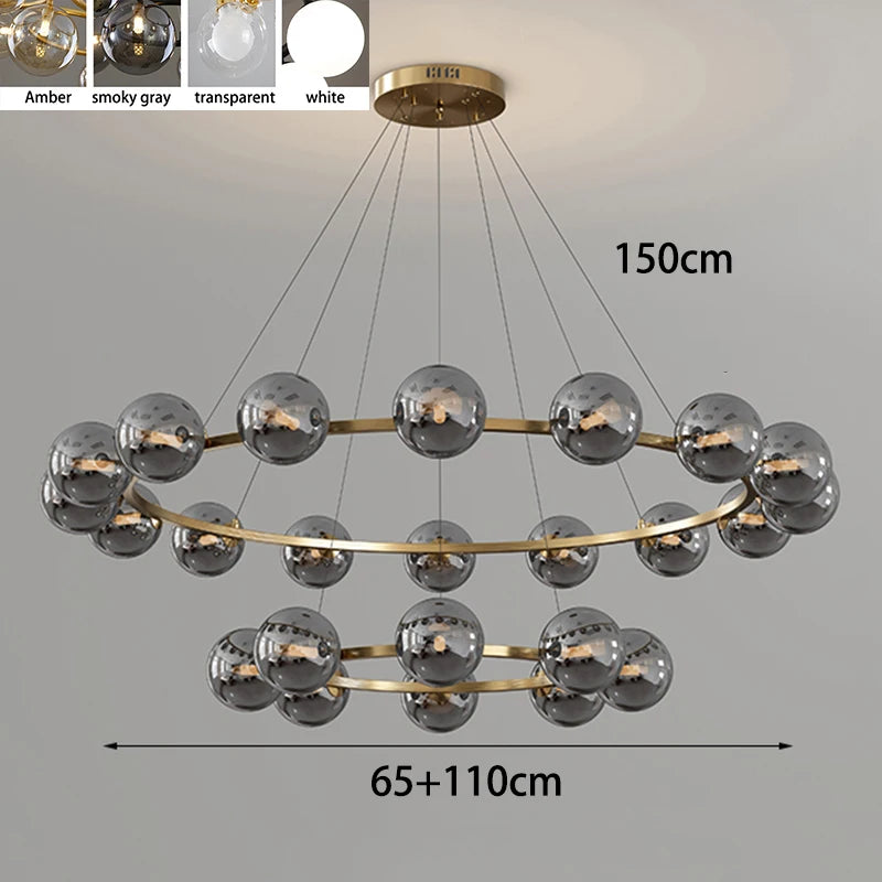 Contemporary Multi-Head Acrylic Glass Pendant Chandelier