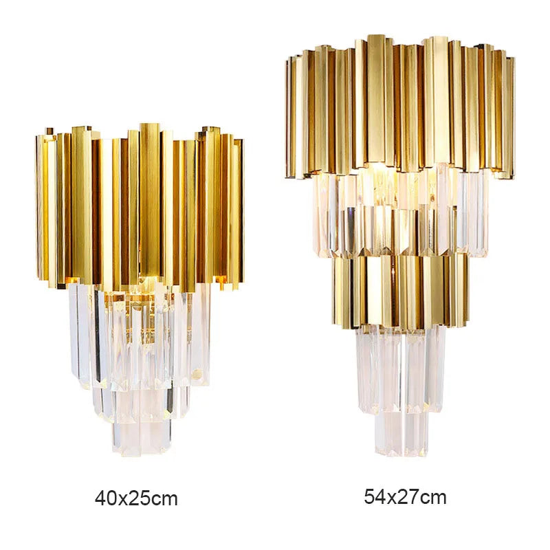 مصباح حائط DecorBites™ الذهبي الكريستالي مع إضاءة LED لإضاءة المنزل