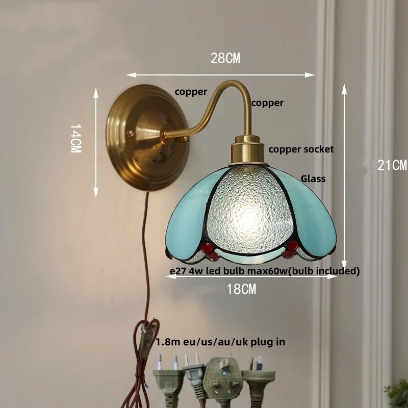 DecorBites™ Glass Brass Wall Sconce LED Light Fixture for Dining Living Room Bathroom Mirror
