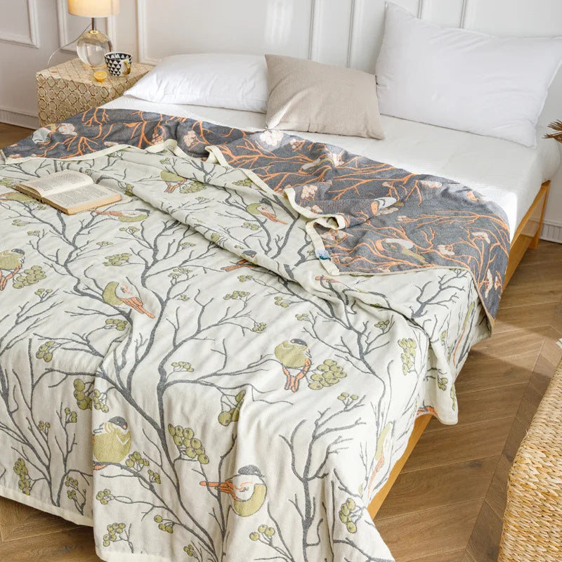 DecorBites™ Cotton Gauze Summer Blanket, Soft Breathable Single Double Bed Nap Blanket