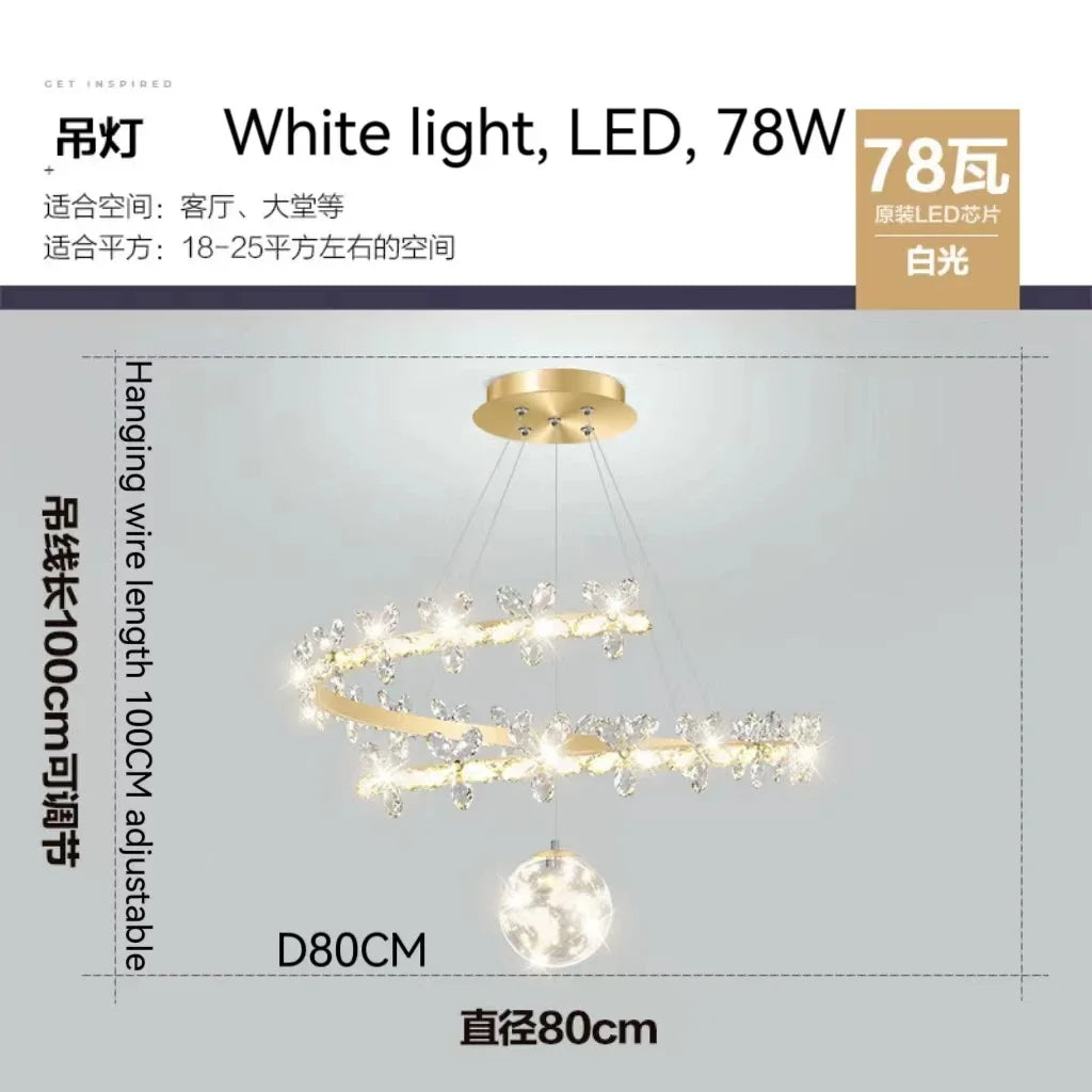DecorBites™ Crystal Flower Gold Ceiling Chandelier: Modern Luxury Nordic Living Room Light