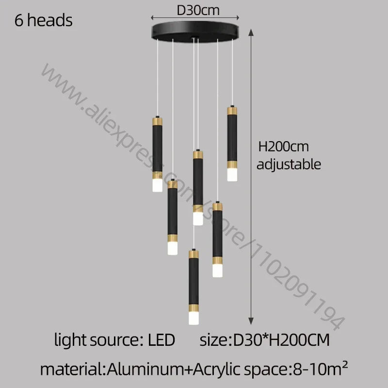 ثريا LED من DecorBites™: إضاءة فاخرة حديثة بتصميم نورديك من الأكريليك لديكور المنزل