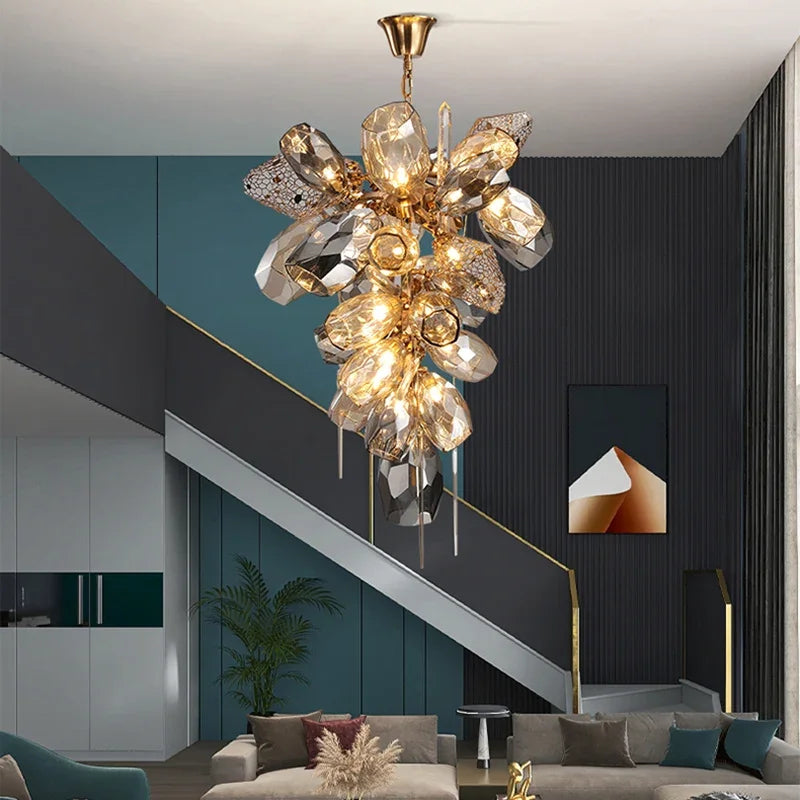 DecorBites™ Crystal Duplex Chandelier - Modern Designer Lighting for Living Room