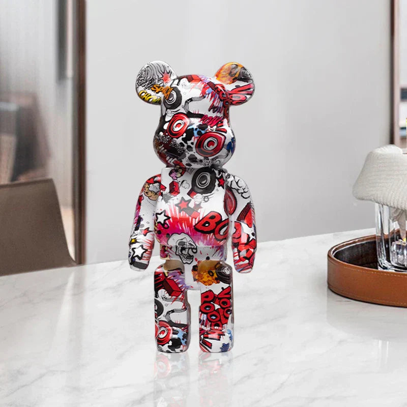 DecorBites™ Graffiti Bear 27cm Figurine | Modern Home Decor Statue & Money Jar
