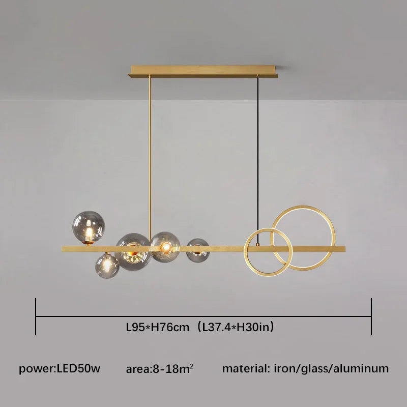 DecorBites™ Glass Ball Pendant Chandelier: Scandinavian LED Light for Kitchen Dining Table