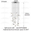 Modern Black Multi-Light Stairwell Pendant Light