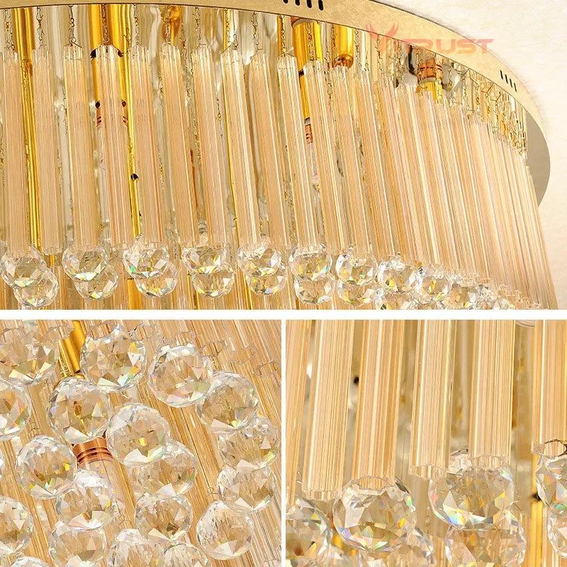 DecorBites™ مصباح سقف كريستالي كبير: تركيبات إضاءة أنيقة للمنزل والفنادق