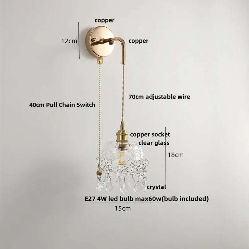 DecorBites™ Clear Glass LED Wall Lamp Modern Crystal Home Decor Nordic Design