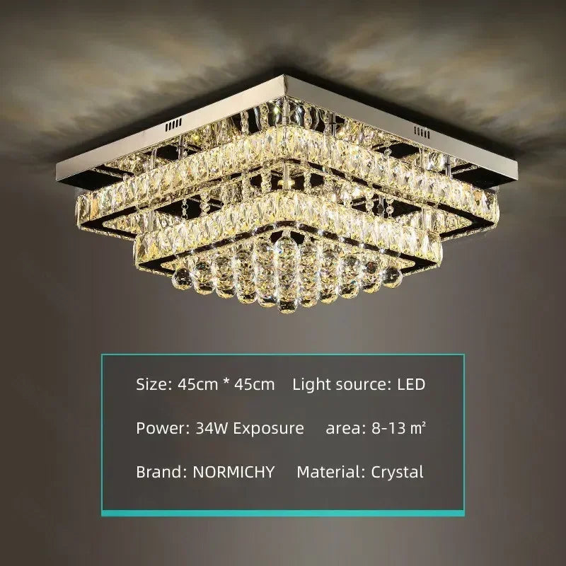 DecorBites™ Crystal LED Chandelier Silver Chrome Remote Control Light