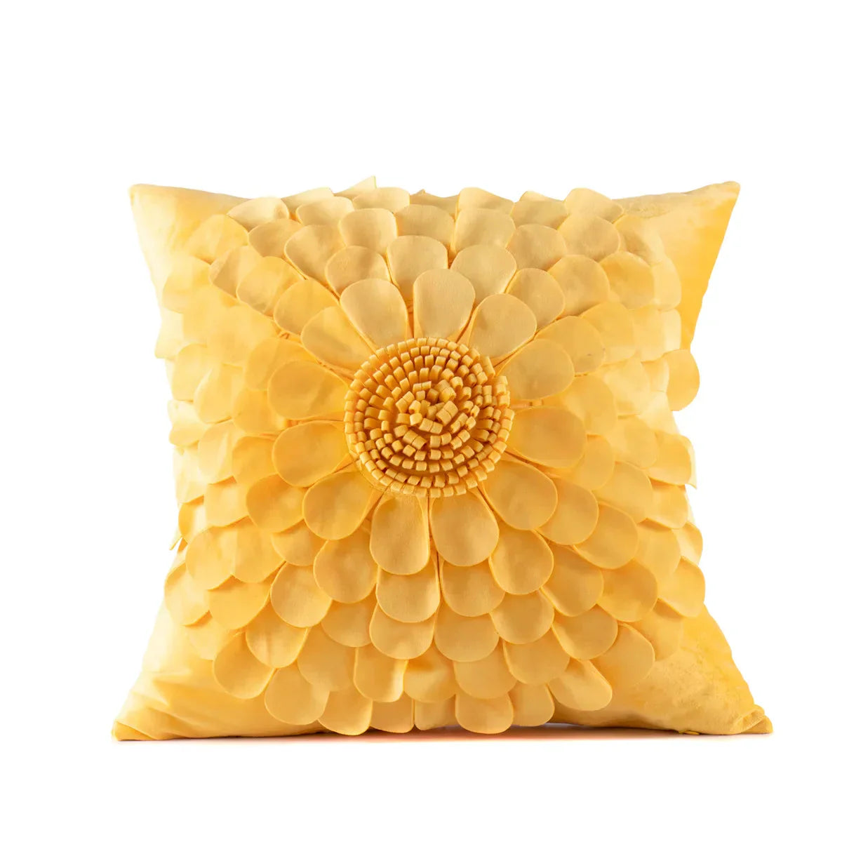 DecorBites™ 3D Velvet Flower Pillow Covers in Yellow Beige 45x45cm