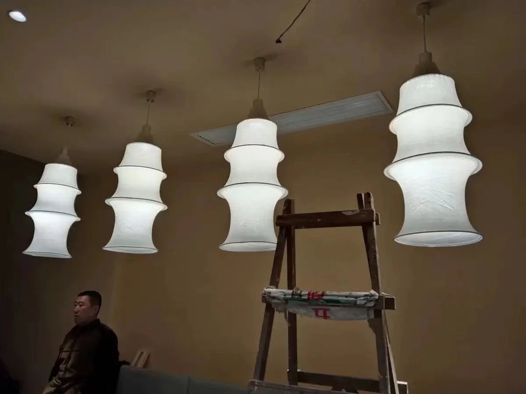 Nordic Wabi-Sabi White Silk Pendant Light