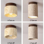 Modern Travertine Stone Pendant Light in White