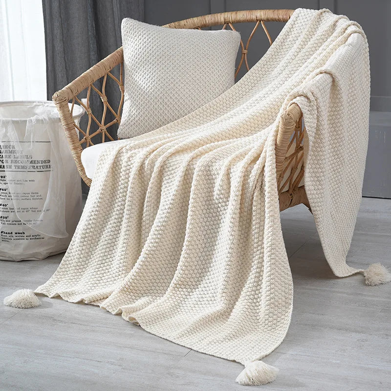 بطانية الأريكة منسوجة مع شرابات خيوط من DecorBites™