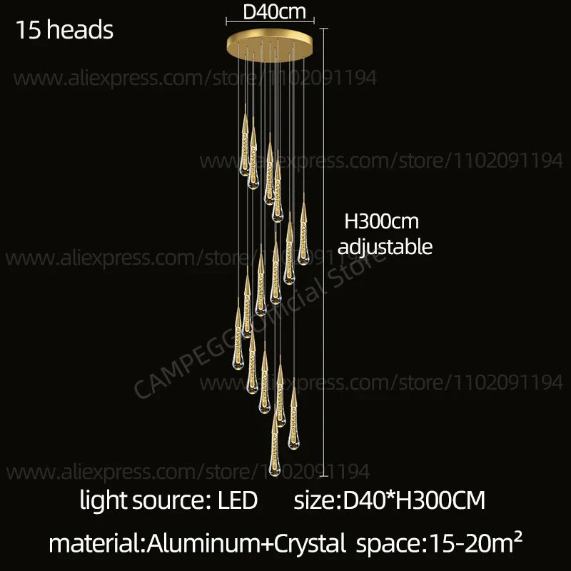 DecorBites™ Crystal LED Pendant Chandelier for Modern Luxury Living Room