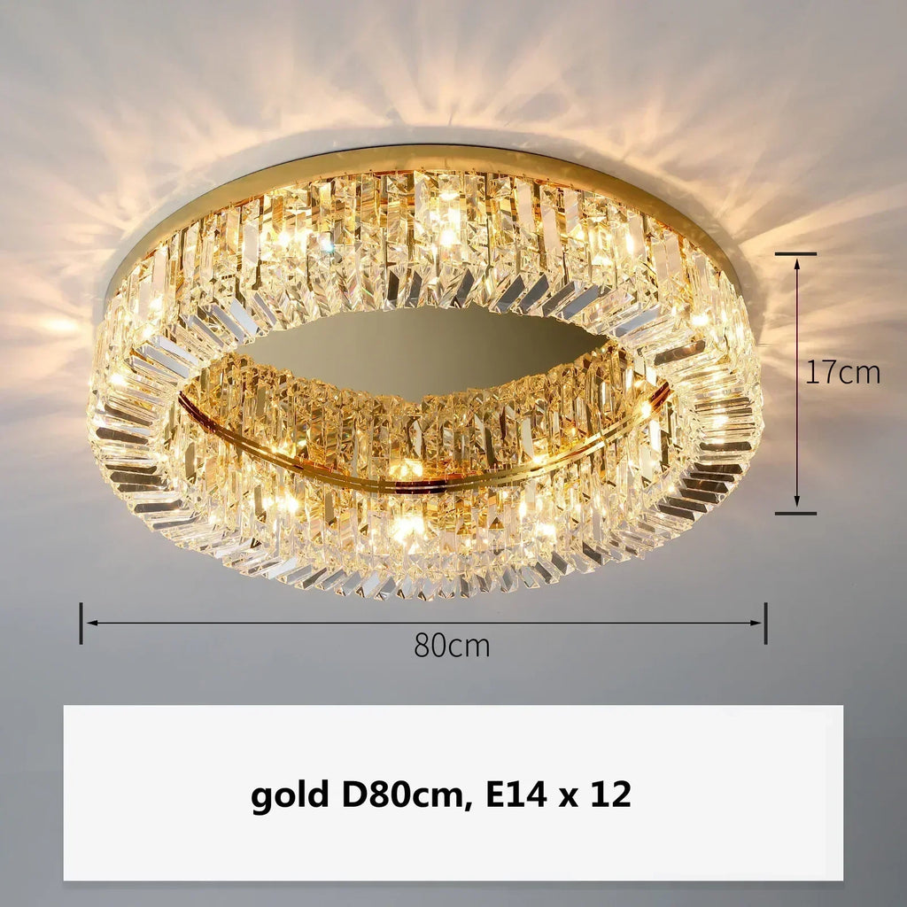 Lustre suspendu en cristal doré DecorBites™ pour éclairage de salle à manger moderne