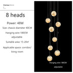 Modern Glass Bubble Staircase Pendant Chandelier