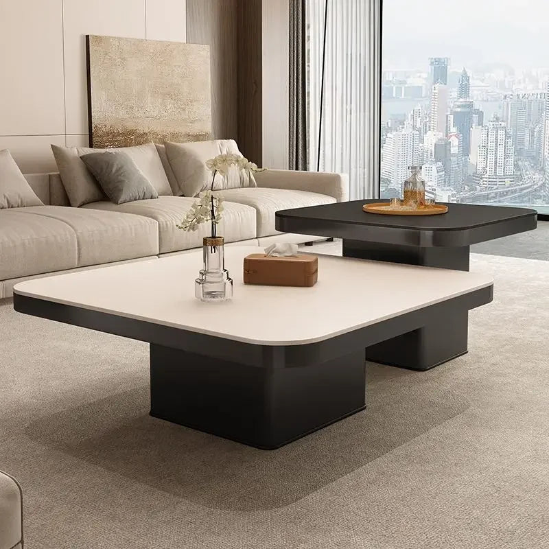 DecorBites™ Light Luxury Rock Square Coffee Table Modern Minimalist Living Room Combo
