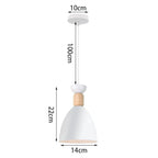 Nordic White Iron Pendant Light With Wood Accent