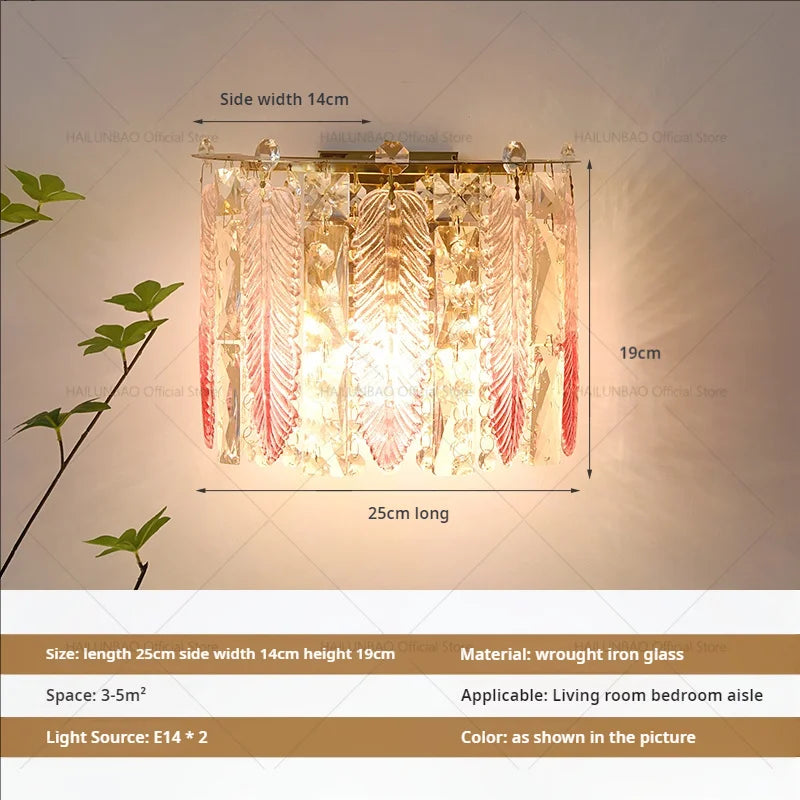 DecorBites™ مصباح حائط زجاجي كريستالي فاخر للممرات وغرف المعيشة وغرف النوم والإضاءة في الممرات