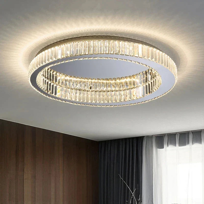 DecorBites™ مصباح سقف LED كريستالي كروم إضاءة فنية من الفولاذ المقاوم للصدأ