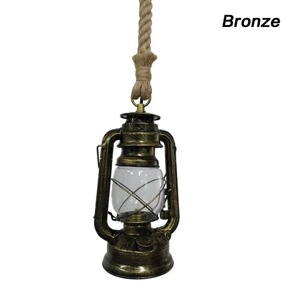 Vintage Hemp Rope Lantern Pendant Light