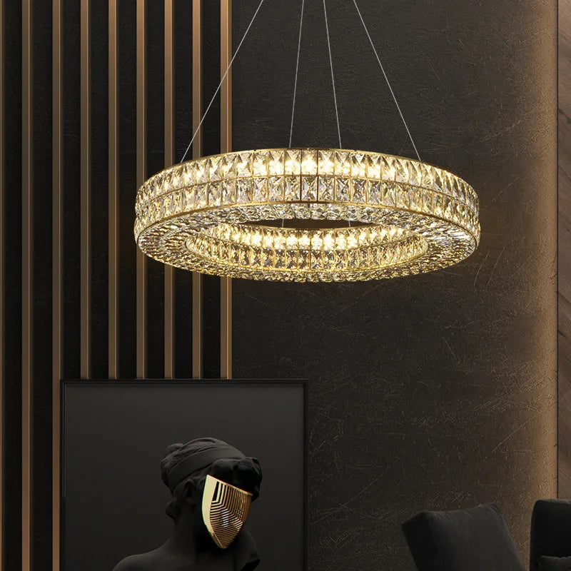 DecorBites™ Crystal Circle Pendant Chandelier - Luxury Lighting for Interior Decoration