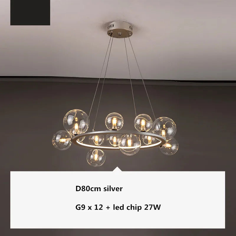DecorBites™ Glass Ball G9 LED Chandelier: Modern Minimalist Nordic Design