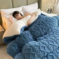DecorBites™ Cozy Winter Bed Blanket: Luxe Lamb Cashmere Warmth Quilt for Comfort