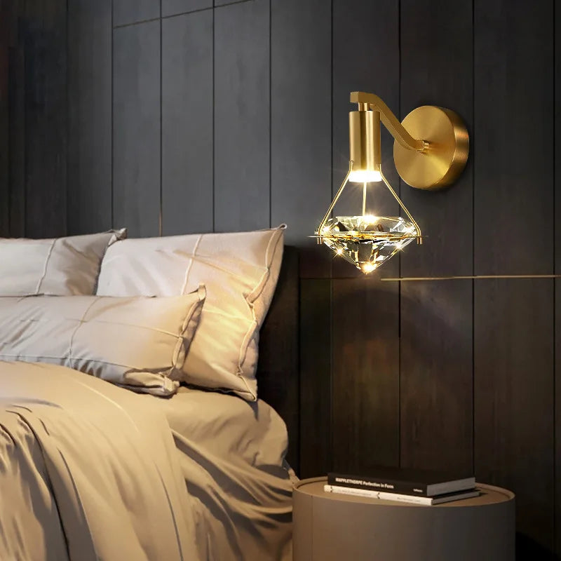 DecorBites™ Crystal Diamond Wall Lamp: Modern Nordic Luxury Lighting for Bedroom & Living Room