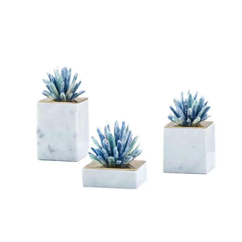 DecorBites™ Agate Stone Crystal Sculpture Gold-plated Marble Ornament for Living Room Desk