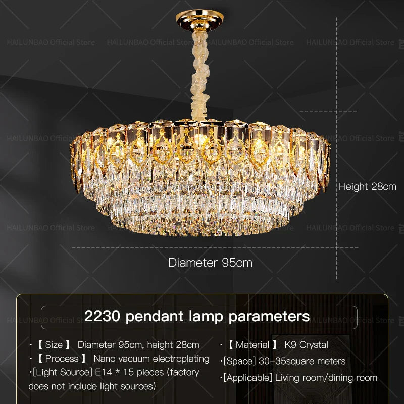 DecorBites™ Crystal Chandelier: Modern Luxury Round Italian Restaurant Light