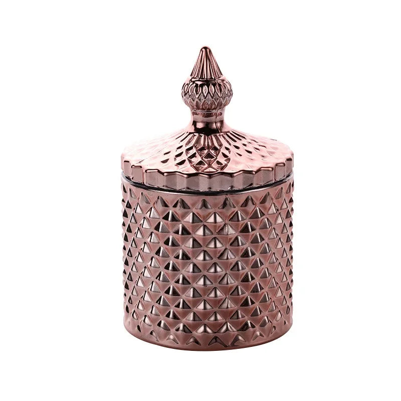 DecorBites™ Gilded Glass Storage Jar with Lid for Candy, Jewelry, and Cosmetics