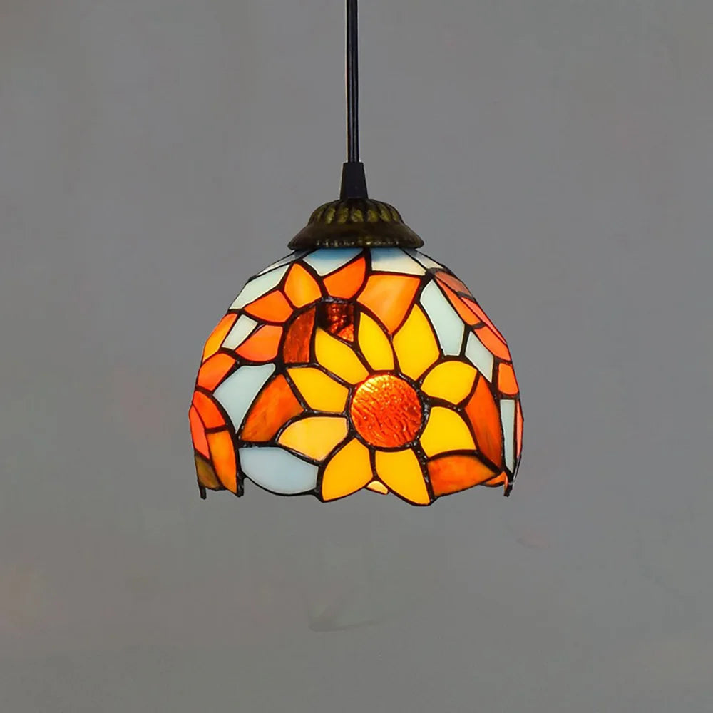 Mediterranean Mosaic Stained Glass Pendant Light