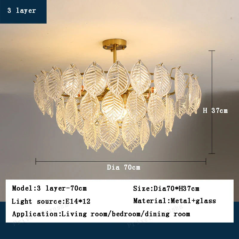 DecorBites™ ثريا أوراق الشجر الزجاجية الفاخرة لغرفة الطعام