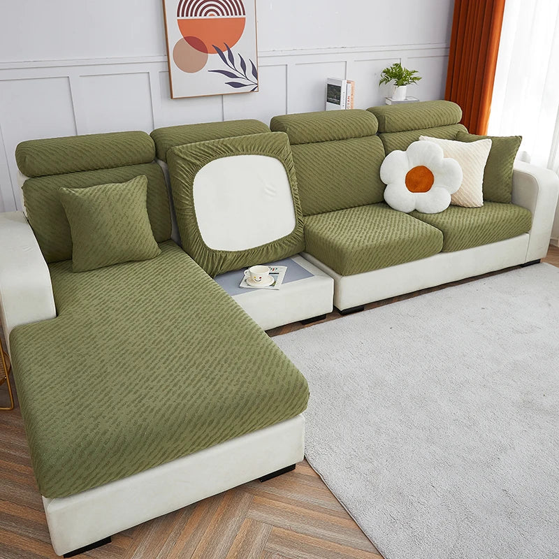 DecorBites™ Jacquard L Sofa Seat Cover Protector: Stretchable, Washable, Thick Slipcovers