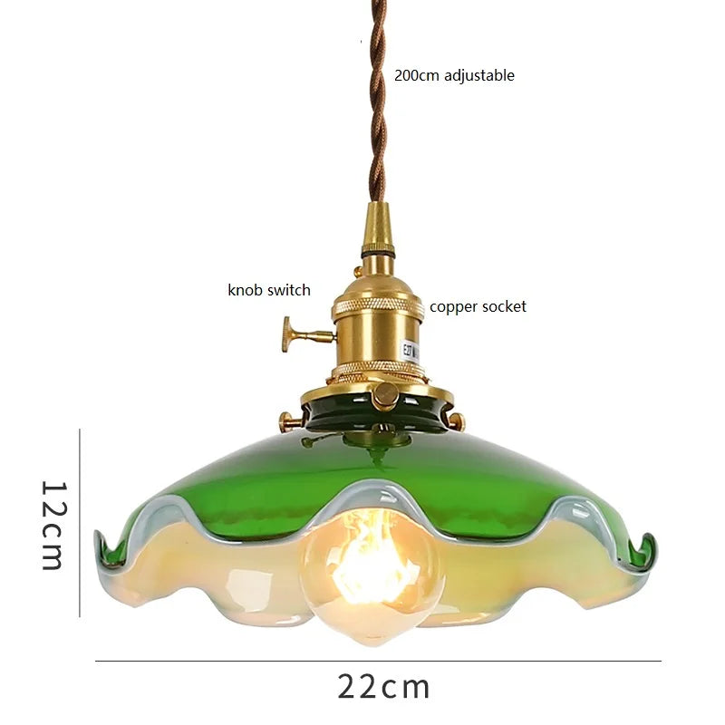 مصباح قلادة DecorBites™ LED الزجاجي الأخضر للمنزل والمطعم والبار والديكور على طراز الدور العلوي.