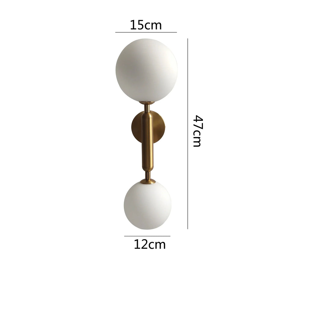 DecorBites™ Golden LED Wall Sconce with Milky Glass Ball, 2 G4 Bulbs
